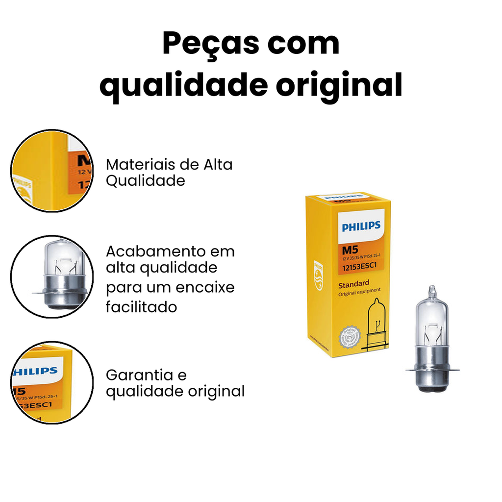 Lâmpada Farol Moto M5 Branca 12V - Universal - Imagem 3