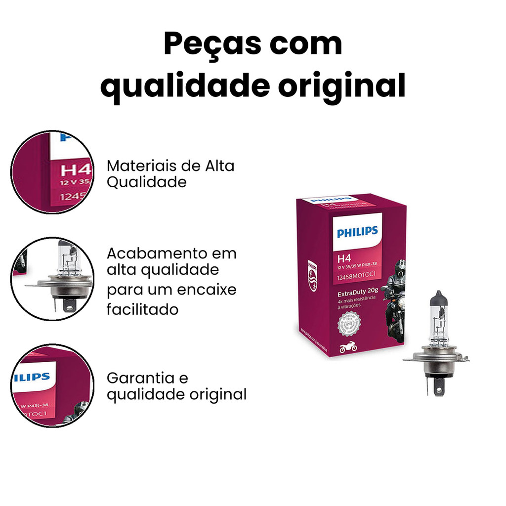 Lâmpada Farol Moto Extra Duty 12V - Universal - Imagem 3