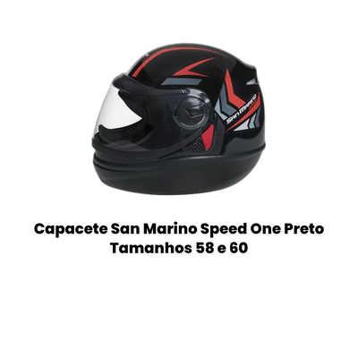 Capacete San Marino Speed One Preto Tamanhos 58 e 60 - Imagem 2