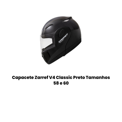 Capacete Zarref V4 Classic Preto Tamanhos 58 e 60 - Imagem 2