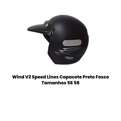 Wind V2 Speed Lines Capacete Preto Fosco Tamanhos 56 58 - Imagem 2
