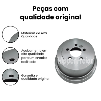 Par Tambor Freio Tras VW Crossfox Polo Fox SpaceFox 2003 a 2022 - Imagem 3