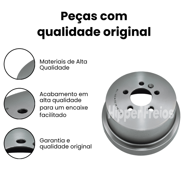 Par Tambor Freio Tras VW Crossfox Polo Fox SpaceFox 2003 a 2022 - Imagem 3