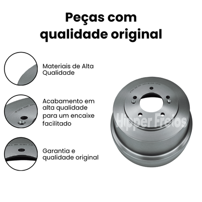 Par Tambor Freio Tras Hyundai Tucson 2005-2024 1.6 2.0 2.7 16V - Imagem 3