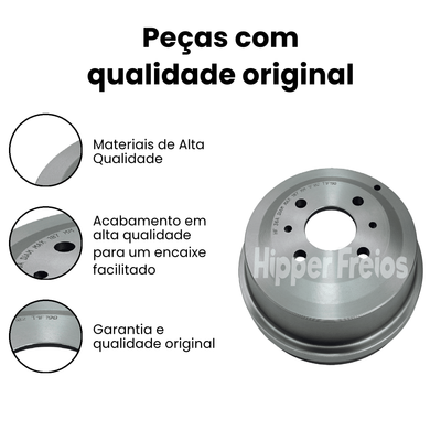 Par Tambor Freio Tras Fiat Grand Siena Uno Mobi 2012 a 2024 - Imagem 3