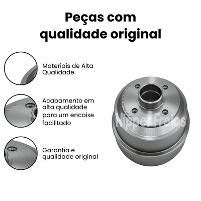 Par Tambor Freio Tras Peugeot 205 206 207 1.4 1.6 Flex 8V 16V - Imagem 3