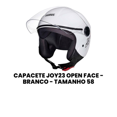 Capacete JOY23 Open Face Branco Tamanho 58 Motos Uno - Imagem 2