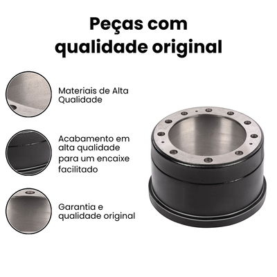 Tambor de Freio Traseiro DURAMETAL Axor - Imagem 3