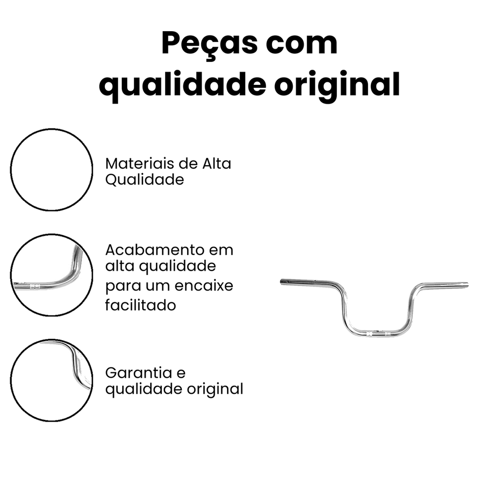 Guidão Cromado CG/Titan 125/150 04/08 c/ Furo - Imagem 3