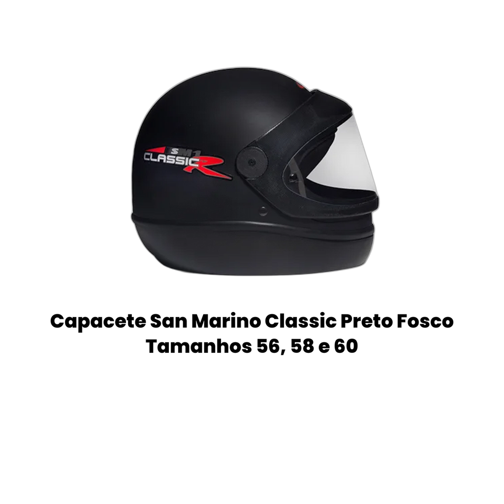 Capacete San Marino Classic Preto Fosco - Imagem 2