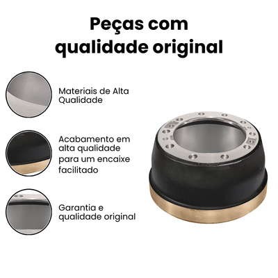 Tambor de Freio Dianteiro DURAMETAL Fusca - Imagem 3