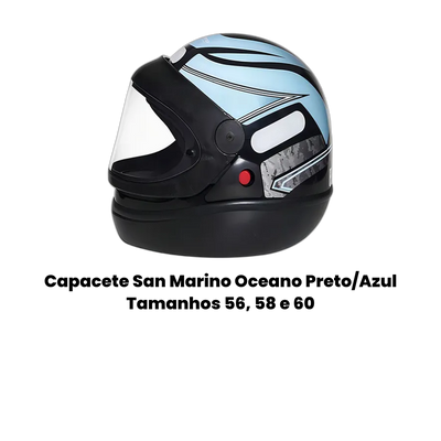 Capacete San Marino Oceano Preto/Azul - Imagem 2