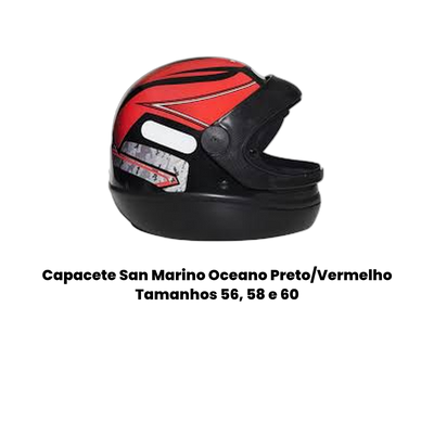 Capacete San Marino Oceano Preto/Vermelho - Imagem 2