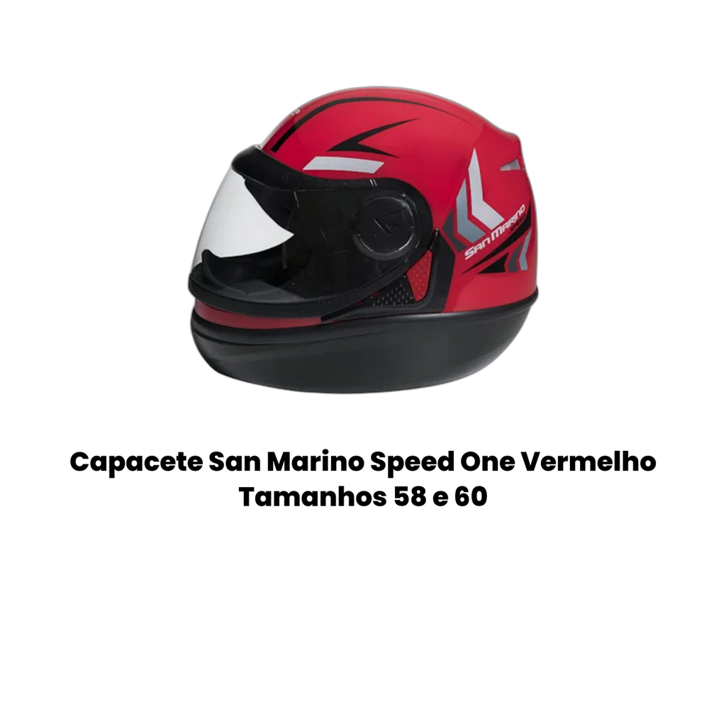 Capacete San Marino Speed One Vermelho Tamanhos 58 e 60 - Imagem 2