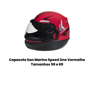 Capacete San Marino Speed One Vermelho Tamanhos 58 e 60 - Imagem 2