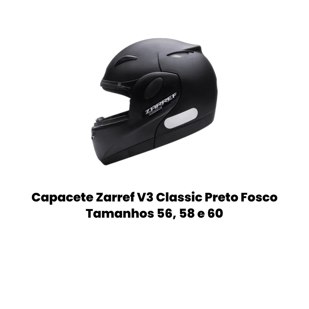 Capacete Zarref V3 Classic Preto Fosco - Imagem 2