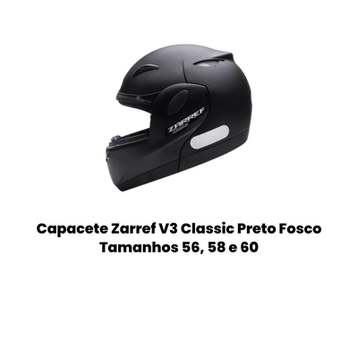 Capacete Zarref V3 Classic Preto Fosco - Imagem 2