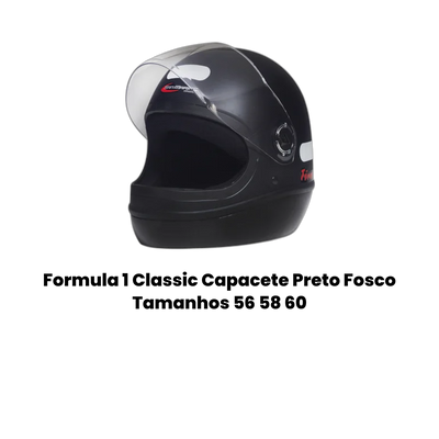 Formula 1 Classic Capacete Preto Fosco - Imagem 2