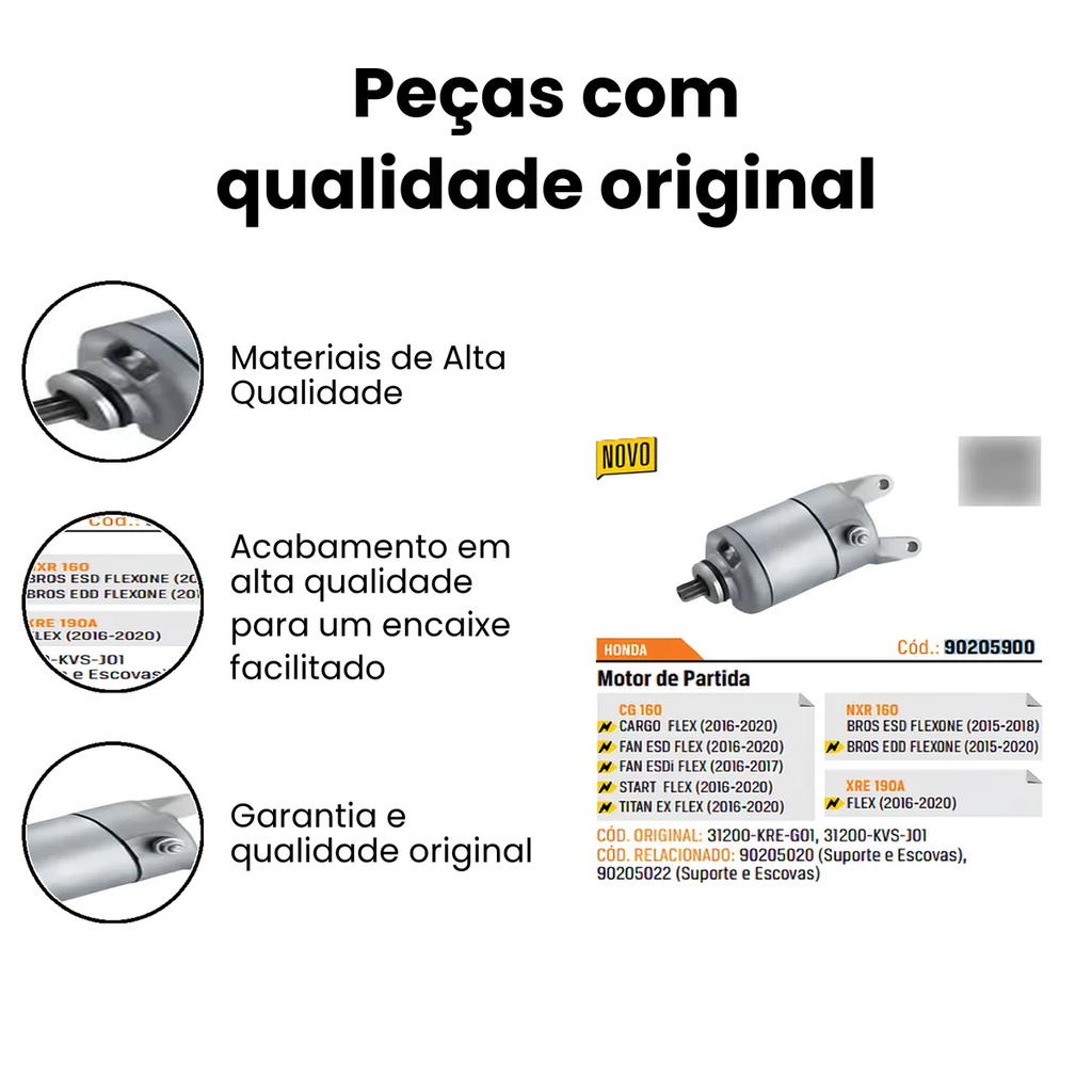 Motor de Partida CG160 Fan ESDI/EX/Start - XRE NXR - Imagem 3