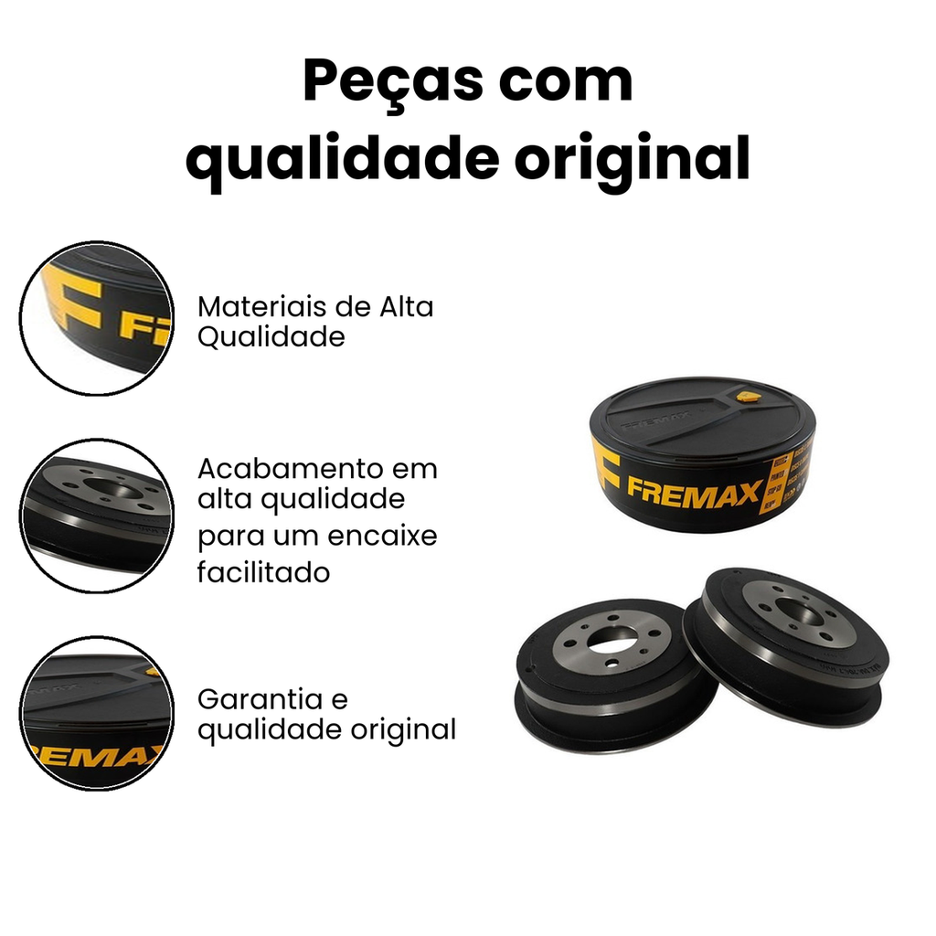 Tambor de Freio Traseiro Cronos Uno - FREMAX BD4593 - Imagem 3