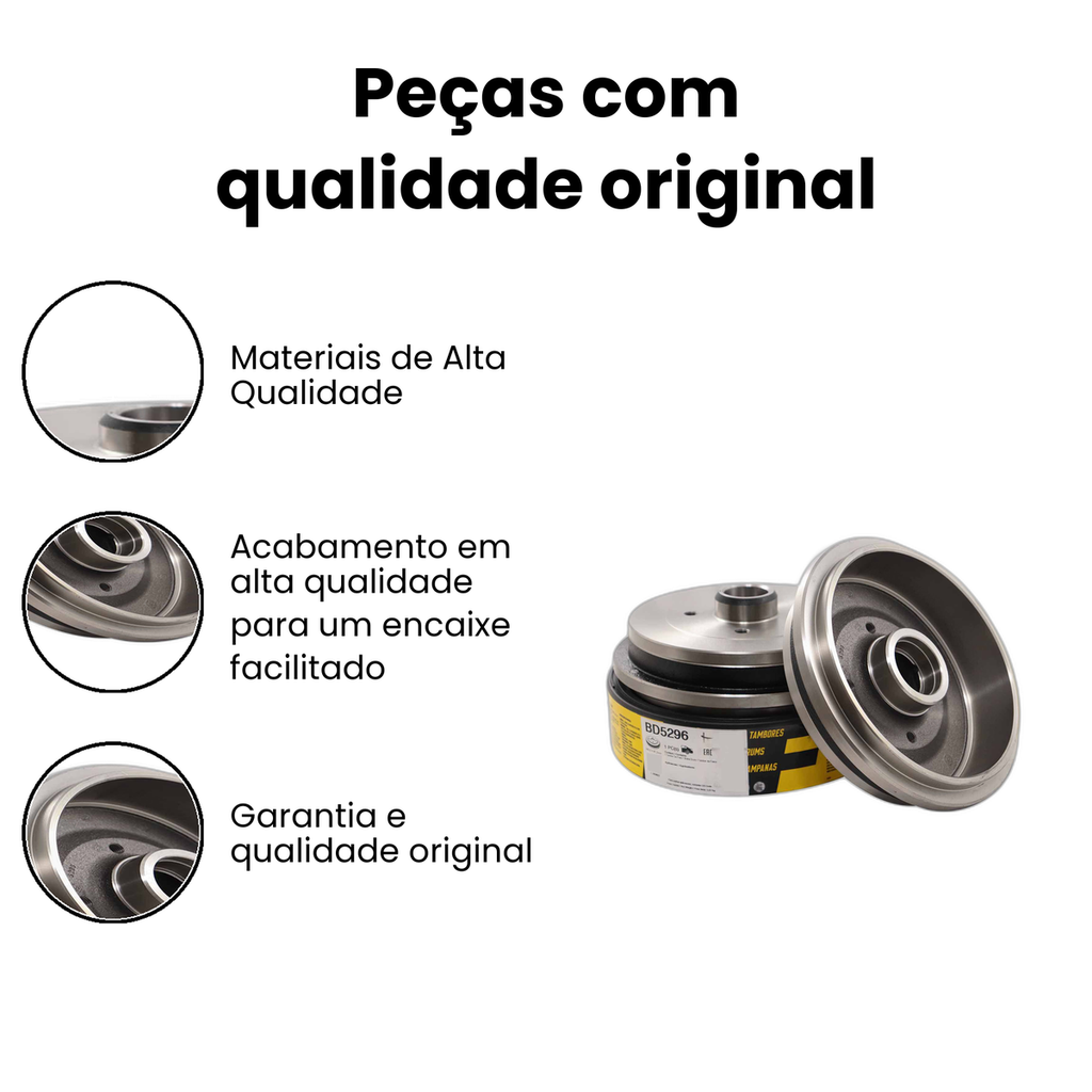 Tambor de Freio Traseiro Fremax Voyage Gol (BD5296) - Imagem 3