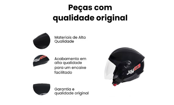 Capacete Joy23 Open Face Preto - Imagem 4
