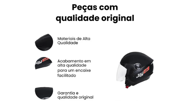 Capacete Joy23 Open Face Preto Fosco - Imagem 3