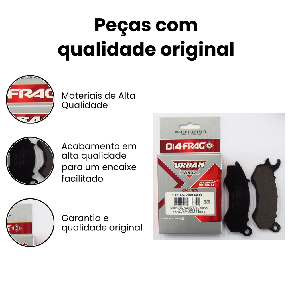 Pastilha Freio Dianteira PCX 150 2013-2018 - Diafrag - Imagem 3