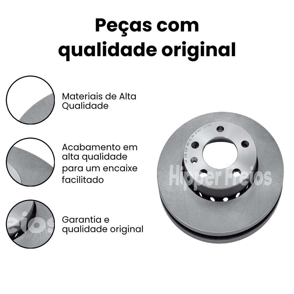 Par Disco Freio Diant Ventilado VW CrossFox SpaceFox Fox Polo 20 - Imagem 3