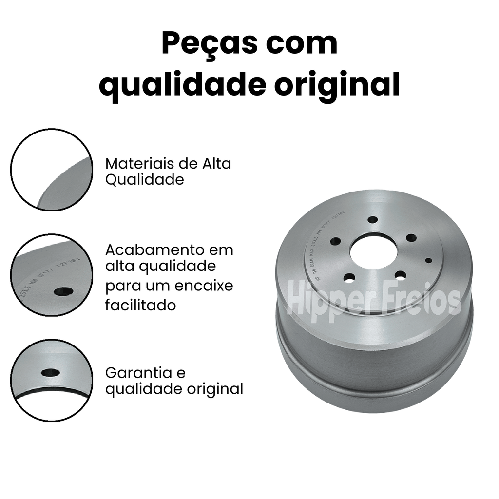Tambor Freio Tras Original HPF Kombi 1985 a 2014 - Imagem 3