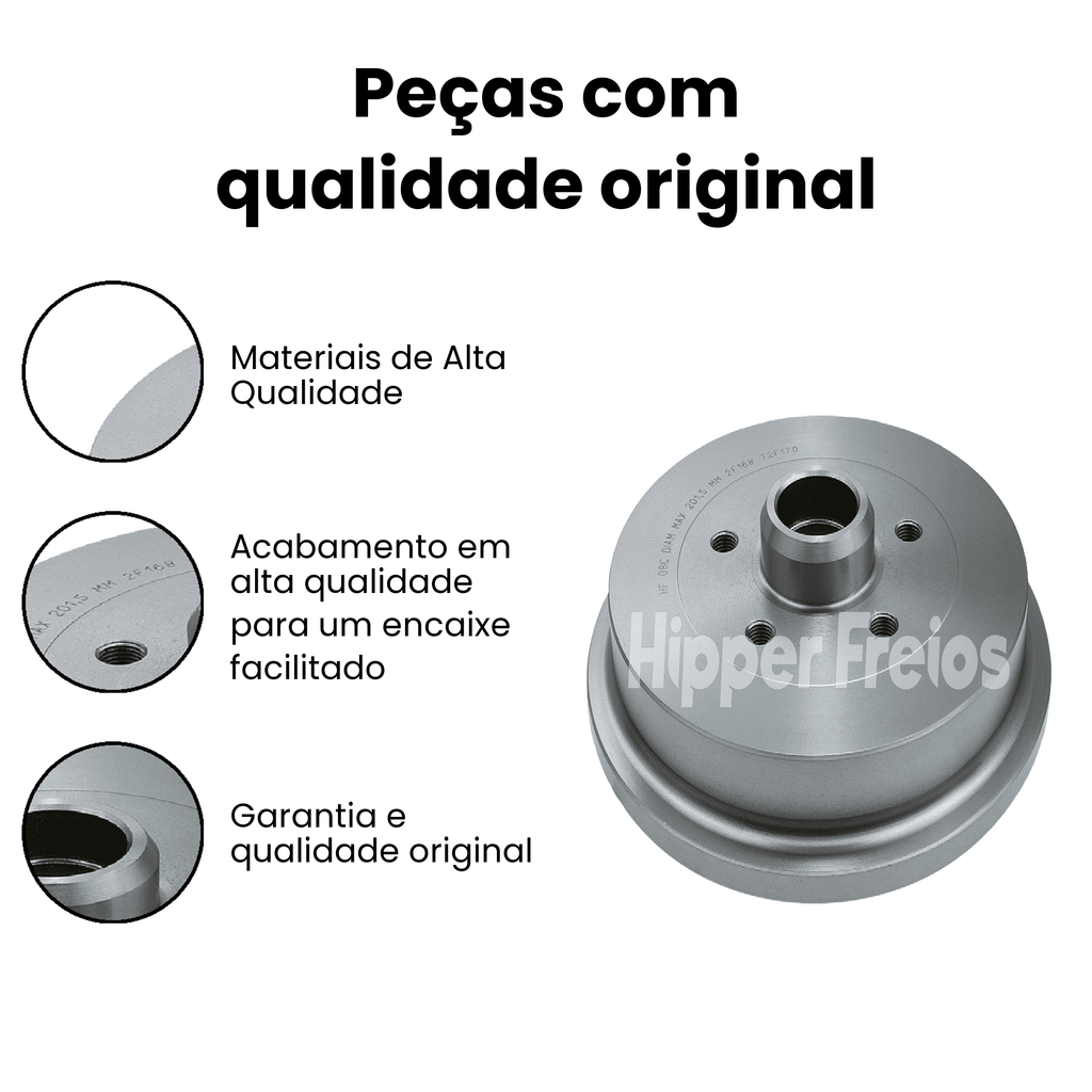 Par Tambor Freio Tras VW Fox Crossfox Spacefox 2004 a 2018 - Imagem 3