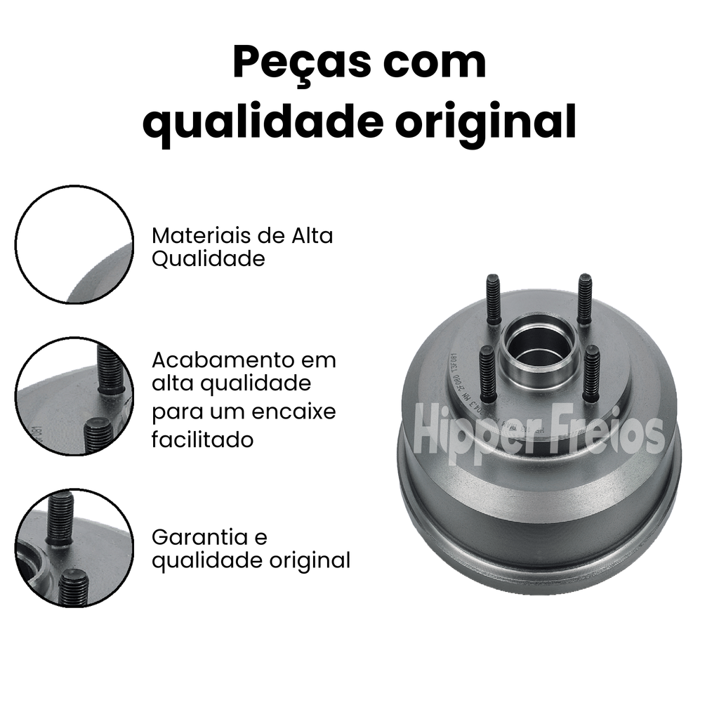 Par Tambor Freio Tras Ford EcoSport 2004 a 2012 1.6 1.5 Flex - Imagem 3
