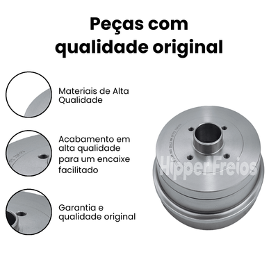 Par Tambor Freio Tras Renault Clio Logan Sandero 1.0 1.6 8V 16V - Imagem 3