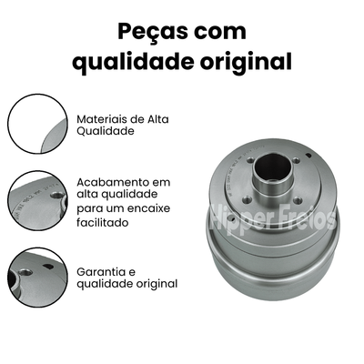 Par Tambor Freio Tras Renault Clio 1.0 1.6 8V 16V 1996 a 2017 - Imagem 3