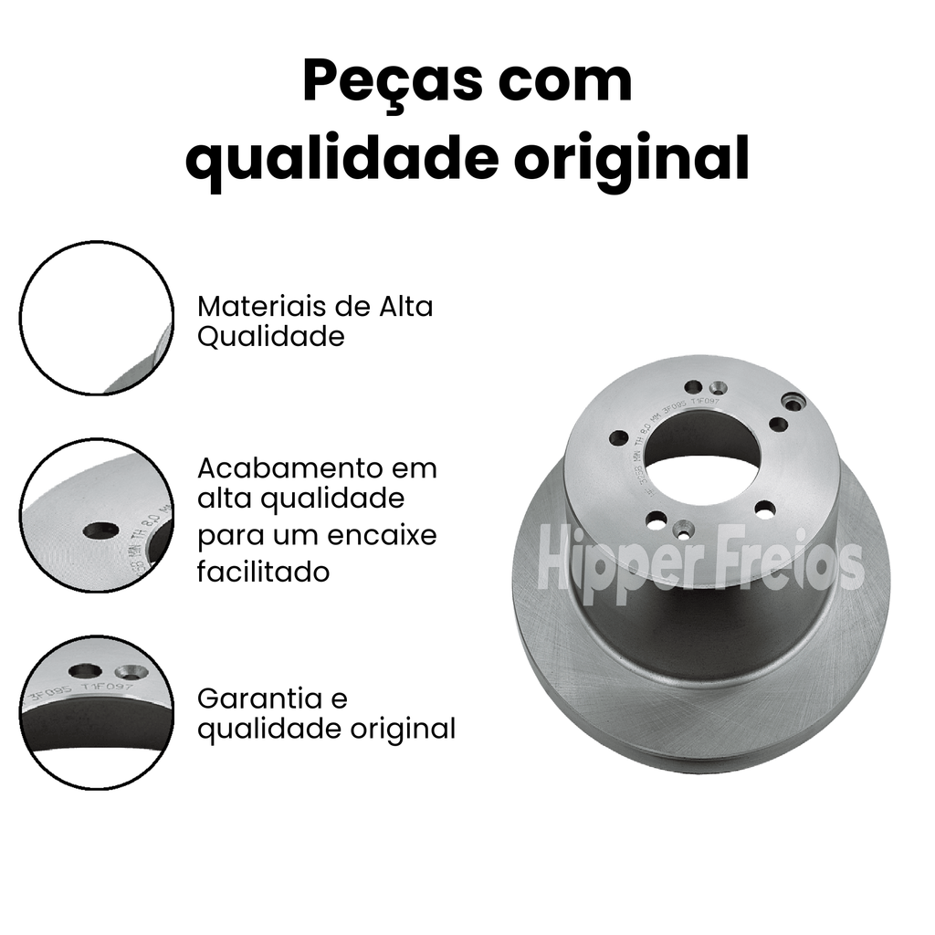 Par Disco Freio Tras Sólido Hyundai Sonata 2.4 16V 2011 a 2014 T - Imagem 3