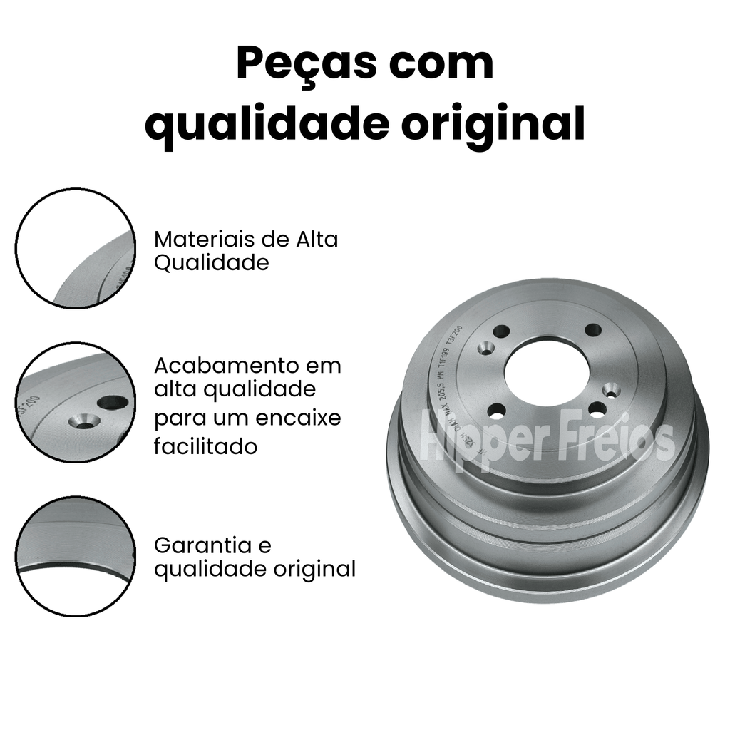 Par Tambor Freio Tras Hyundai HB20 HB20S HB20X 1.0 1.6 Flex 2013 - Imagem 3
