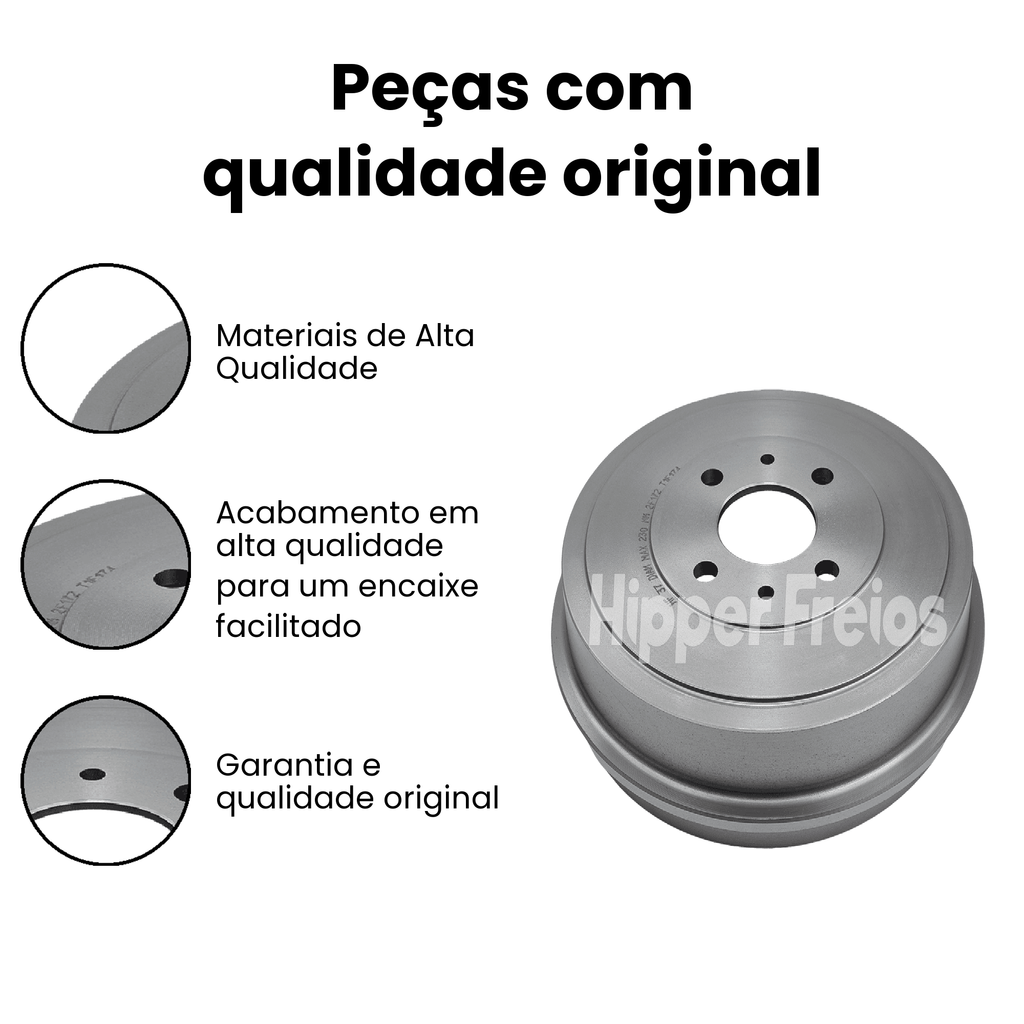 Par Tambor Freio Tras Fiat Brava ELX HGT SX Doblo Fiorino Idea M - Imagem 3