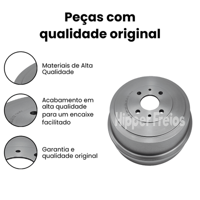 Par Tambor Freio Tras Fiat Brava ELX HGT SX Doblo Fiorino Idea M - Imagem 3