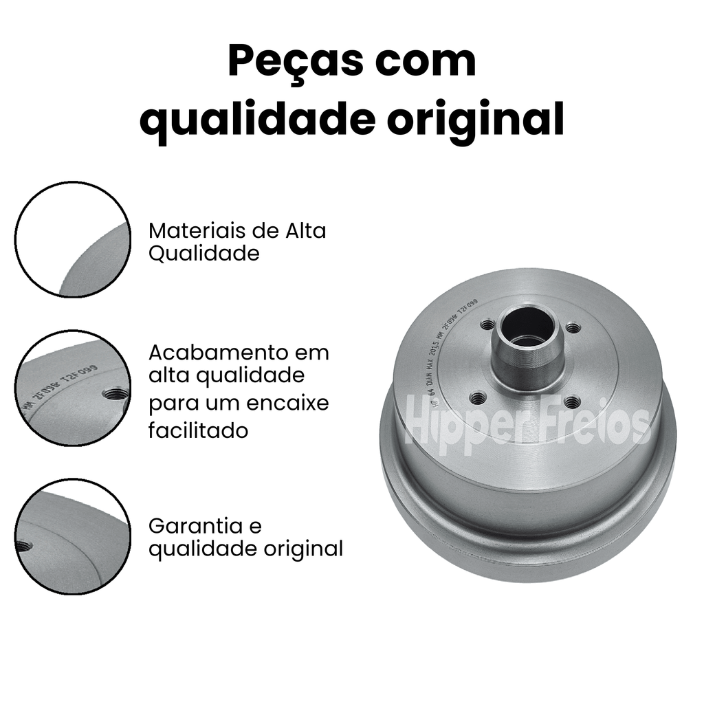 Par Tambor Freio Tras Volkswagen Golf Versailles Royale 1.8 2.0 - Imagem 3