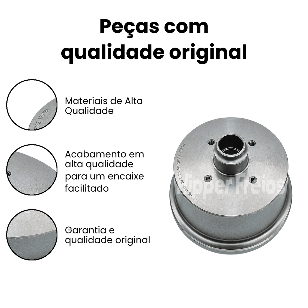 Par Tambor Freio Tras Volkswagen Gol 1000 1.0 Mi 1995 a 2003, Go - Imagem 3