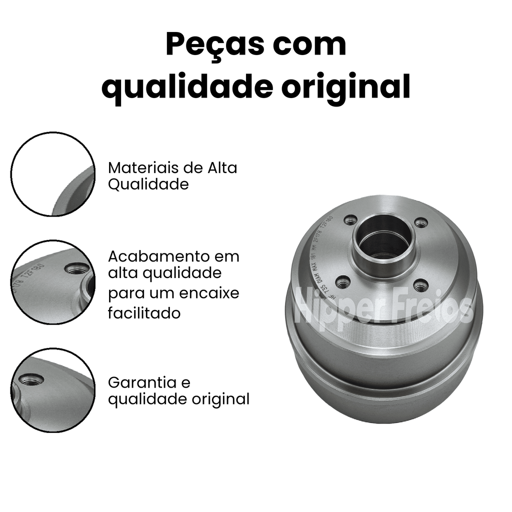 Par Tambor Freio Tras Peugeot 205 206 207 1.4 1.6 Flex 8V 16V - Imagem 3