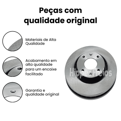 Par Disco Freio Diant Ventilado Peugeot 206 207 208 307 308 2008 - Imagem 3