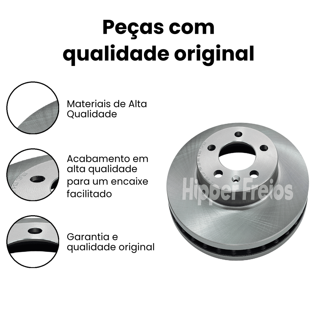 Par Disco Freio Diant Ventilado VW Polo Virtus Apolo 1.0 1.6 1.8 - Imagem 3