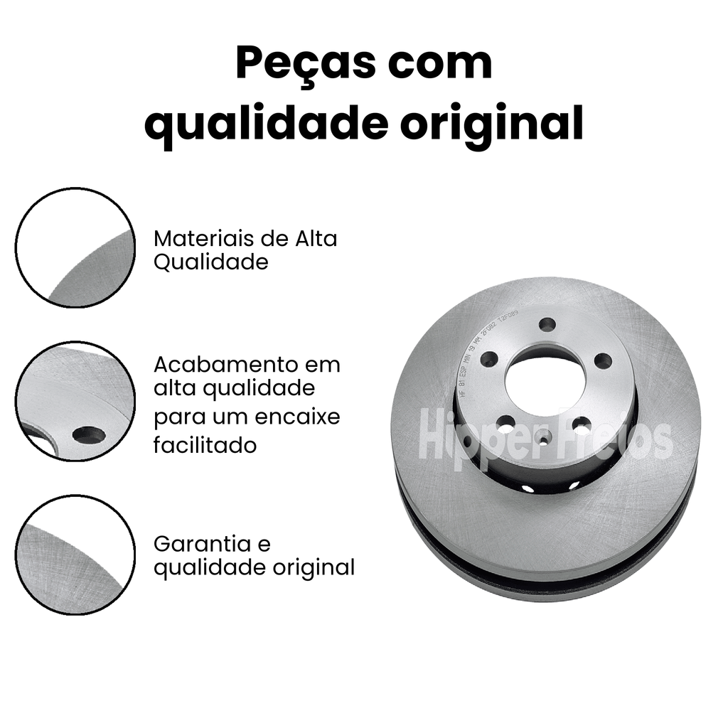 Par Disco Freio Diant Ventilado Audi A3 1.6 3p 5p 1999 a 2007 - Imagem 3
