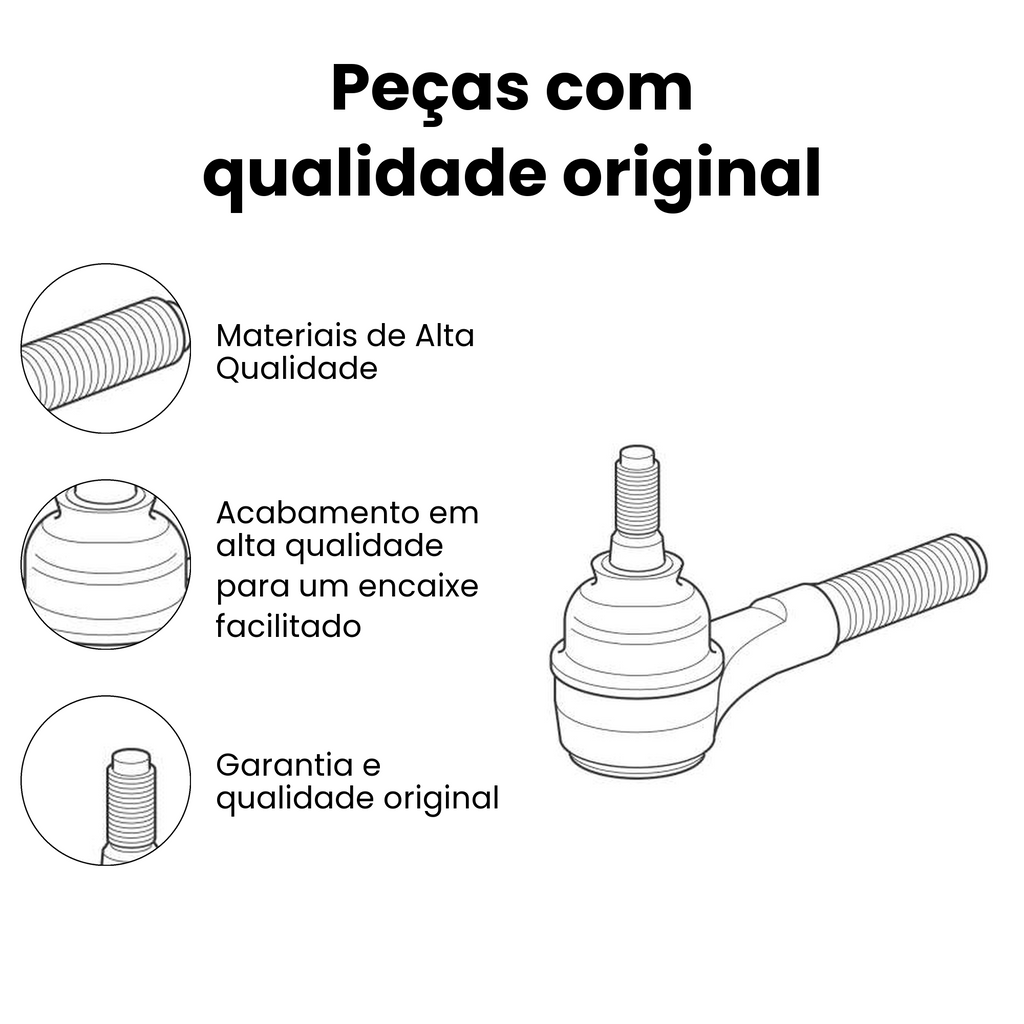 Terminal Direção Dianteiro Esquerdo Citroen Peugeot - Imagem 3