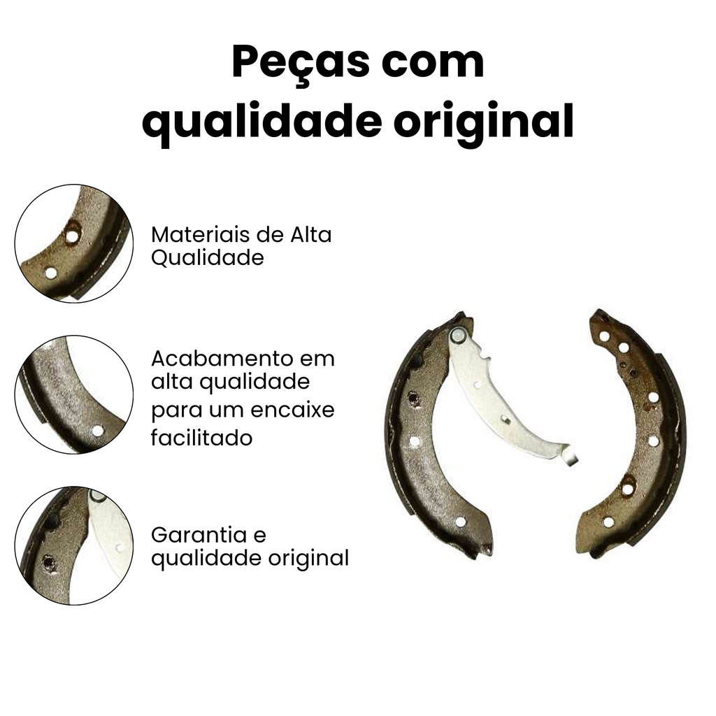 Sapata de Freio Traseira Com Haste Renault Twingo Fiat Uno - Imagem 3