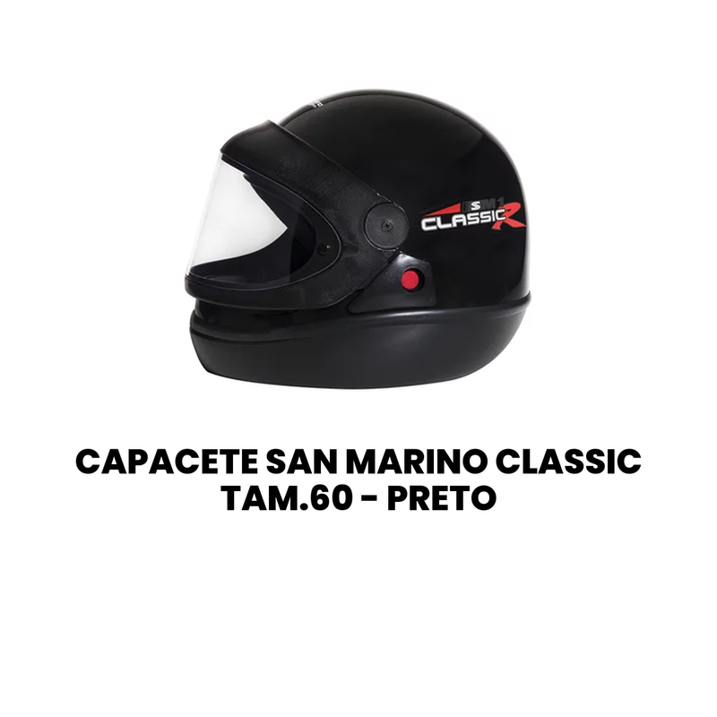 Capacete San Marino Classic Tam.60 Preto Universal - Imagem 2