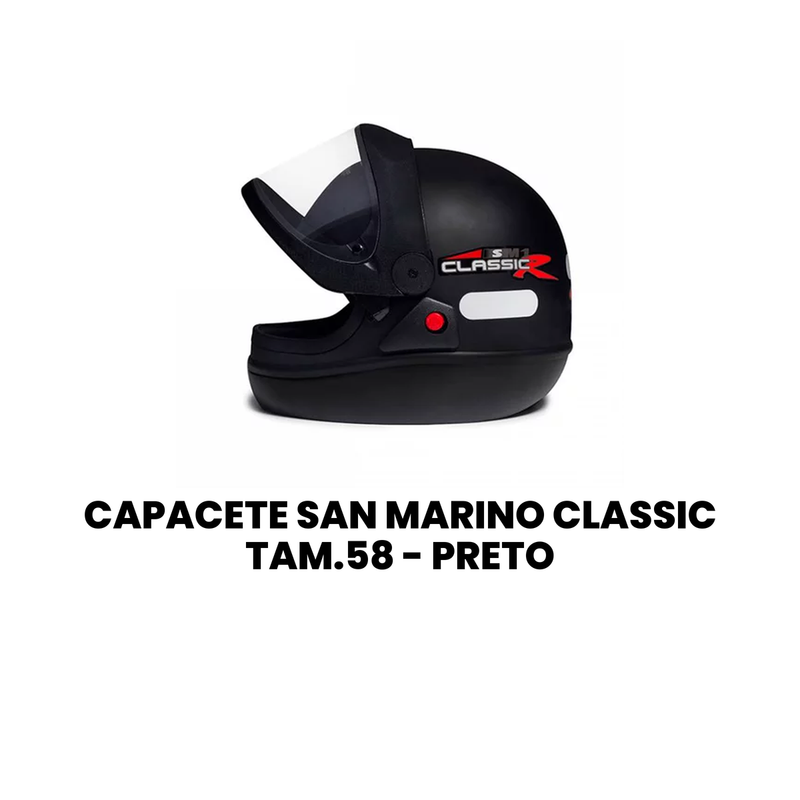 Capacete San Marino Classic Tam. 58 Preto Universal - Imagem 2