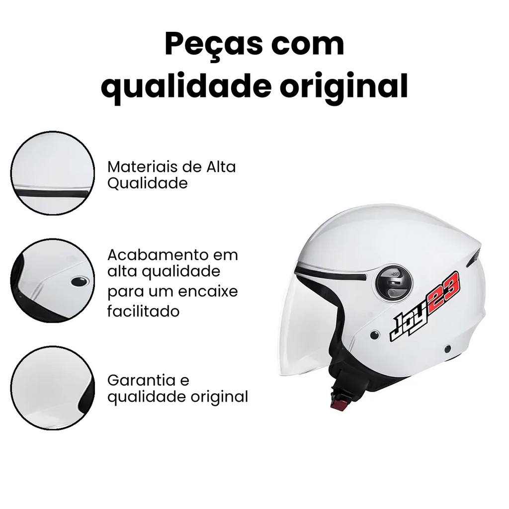 Capacete Joy23 Open Face Branco Motos 1960-2025 - Imagem 3