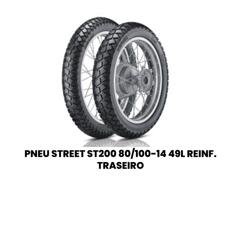 Pneu Street ST200 80 100-14 49L Traseiro Reforçado Compatíve - Imagem 2